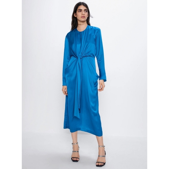 ZARA| Limited Édition Satin Dress With Bow Detail - Picture 7 of 17